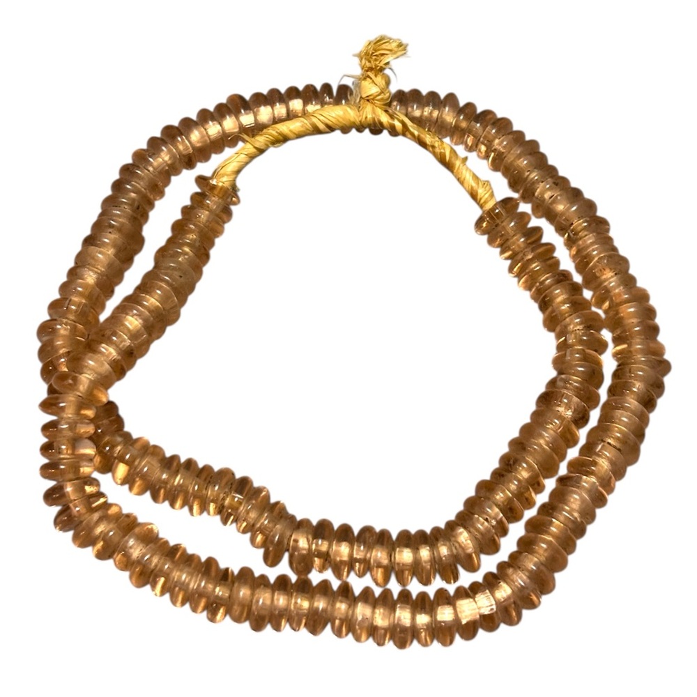 Recycled Glass Bead Necklace - Pink Amber Boho Style